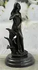 BRONZE Art Deco "NYMPH OF THE WOODS" Figurine Mavchi Signed Art Nouveau Artwork