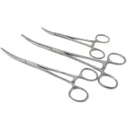 3 Pet Grooming Dog/Cat Ear Hair Groomer Hemostat Forceps 5.5" 6.25" & 8" Curved