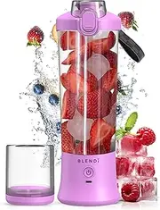 BLENDi X - Large 24 oz BPA-Free USB Rechargeable Personal Travel Blender w/Stainless Steel Blade - Ideal for Protein Shakes, Smoothies, and Mixed Drinks (Purple, 24oz)