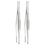 2pcs Stainless Steel Tweezers 5.5" Long Handle Straight Tip Tweezers, Silver