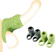 SAHOOSAFETY Silicone Penis Sleeve with Testicle Ring Cock Ring Penis Enlargement Dick Dog Dildos Bondage Large Knot Penis Sleeve Sex Toys for Men(Grün-l)