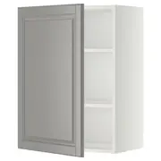 METOD wall cabinet with shelves, white/Bodbyn grey, 60x37x80 cm