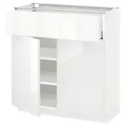 METOD / MAXIMERA base cabinet with drawer/2 doors, white/Ringhult white, 80x37x80 cm