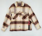 Carbon38 Womens Jacket Size XS Tan Plaid Boyfriend Plaid Shacket