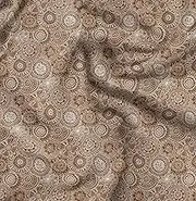 Soimoi Brown Cotton Cambric Fabric Artistic Flower Mandala Printed Fabric 1 Yard 42 Inch Wide