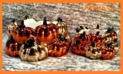 Bath & Body Works Pumpkin Patch 3-wick Candle Holder + Soap Holder Orange Gold