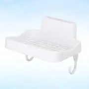 Creative Traceless Soap Dish Holder with Hooks Bathroom Sticky Wall Mounted