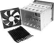 SWOOMEY 5-Bay Hard Disk Cage 3.5-inch Hard Drive Enclosure Mounting Bracket Rack for Desktop HDD Rack Fan