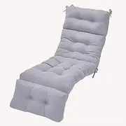 Water Resistant Outdoor Chaise Lounge Cushion for Patio & Poolside, Thick Comfortable Durable Sun Lounger Pad with Non-Slip Foldable Design(Gray)