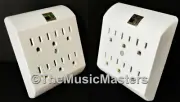 2X AC Wall Plug 6 Outlet Power Splitter Tap 6-Way Electric Socket Adapter Cover
