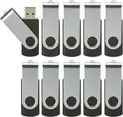 32GB Flash Drive 10 Pack, Alihelan USB 2.0 Thumb Drives Bulk Swivel Memory Stick 32G Jump Drive Zip Drive Pen Drive USB Sticks Data Storage Backup for PC Mac, Black