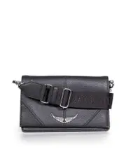 Black Leather Logo Crossbody