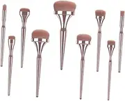 [WOONEKY] Electroplating Makeup Brush Set 9pcs Full Kit Cream Blush Brush for Women