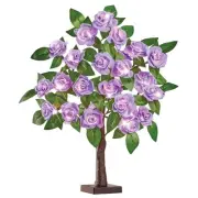 Lighted Tabletop Artificial Rose Tree and Greenery D�cor