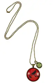 Bird With Mini Flower Charm Necklace--NES-PJBIRD2