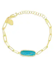 Meira T 14K Yellow Gold Turquoise & Diamond Paperclip Link Bracelet