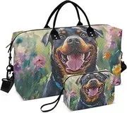 [YXYZRMY] Cute Dog Garden Painting Travel Duffel Bag Gym Bag Sports Tote Bag with Multiple Interior Pockets Shoulder Weekender Bag for Women Men with Toiletry Bag 20.5”x 7.9”x 13.8”, Multi-Colored, one