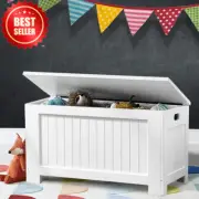 Kids Toy Box Storage Chest White Wooden Cabinet Organizer Bookshelf Trunk 81cm