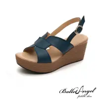 在飛比找momo購物網優惠-【BalletAngel】極簡美感H型楔型涼鞋(藍)