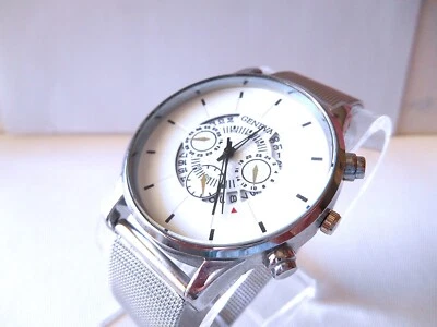 GENEVA Silvertone / White Dial Watch - New Battery
