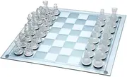 Salesbay Glass Chess Set Extra Large 35 x 35 cm Board Elegant Clear Frosted Game Set