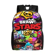 v136 Brawl Colorful cartoon fighters Stars Backpack for Students, Durable and Lightweight Rucksack, Waterproof Book Bag with Breathable Shoulder Strap