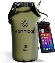 Earth Pak Waterproof Dry Bag - Roll Top Waterproof Backpack Sack Keeps Gear Dry for Kayak with Waterproof Phone Case