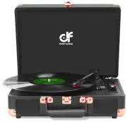 Record Player with Built-in 2 Speakers Vintage 3-Speed Portable Bluetooth Sui...