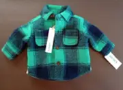 Baby Hilary Duff Plaid Sherpa Shacket Jacket- 3M Green/Navy
