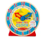 Melissa & Doug Turn & Tell Wooden Clock Time Cards Learn Educational Fun Kids