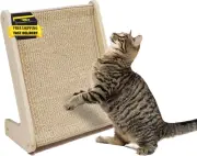 Cat Scratcher, L Shape Sisal Scratching Pad, Wooden Frame Scratch Board for Indo