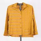 Habitat Women's Button Front Top Earthy Cotton Blend Casual Lagenlook Size SMALL