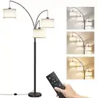 3 Lights Floor Lamp with Remote Control and 3 Stepless Dimmable Bulbs, 78" Ta...