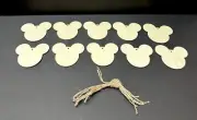 10 Mickey Mouse Ear Head Wood Ornaments & 10 String/Twine Mickey Heads Art Paint
