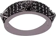 [Shine Jewel] Half Eternity Black Spinel 925 Sterling Silver Women Stackable Ring Wedding Band
