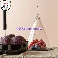 在飛比找Yahoo!奇摩拍賣優惠-玻璃蛋糕碟帶蓋北歐風格創意木托巖石食品罩樣板房裝飾件 家居 