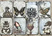 steampunk junk journal steampunk cards junk journal card toppers set of 8