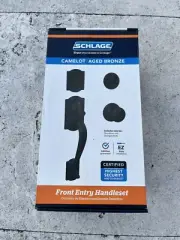 Schlage F60 CAM 716 GEO Camelot Georgian Knob Handleset Aged Bronze BRAND NEW