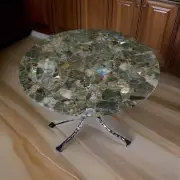 30" Round Labradorite Stone Coffee Table Top Crystal Healing Sofa Tabletop Decor