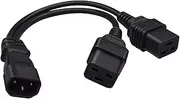 Toptekits C14 to 2 X C19 Y Splitter Power Plug Cord,Single IEC 320 C14 Male to Dual C19 Female Splitter Adapter Cable Cord (C14 to 2 X C19)