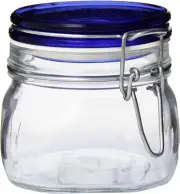 Fido Square Jar with Blue Lid, 17-1/2-Ounce