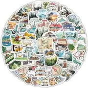 103PCS Outdoor Adventure Stickers, Hiking & Camping Vinyl Decals for Laptop, Water Bottles, Luggage, Car & Guitar, Wilderness & Nature-Inspired Designs, Great for Scrapbook, Travel & Decor