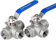 3-Way Ball Valve Stainless， Stainless Steel 3-Way T-Type L-Type 1/4" 3/8" 1/2" 3/4" 1" 2" DN8-DN50 Female, 1pcs(L Type,DN40)