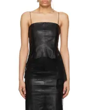 sheer leather top US12,US10 Black