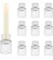 Candle Holder Glass Candlestick Holders: 10PCS Clear Taper Candle Holders