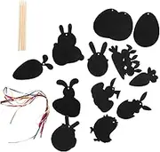 COSMEVIVI 1 Set Easter Themed Scratch Card Funny Scratching Paper for DIY Scraping Painting Fun Bunny Egg Carrot Shapes for Parties Decorations