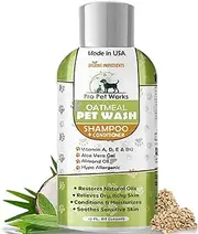Pro Pet Works Natural Oatmeal Dog Shampoo + Conditioner in One for Dogs and Cats-Hypoallergenic and Soap Free with Aloe for Allergies & Sensitive Itchy Skin-Organic, Antifungal Blend500ml