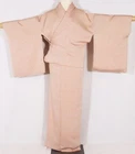 Kyoto Yuzen Kimono Komon Silk Orange White Waka Handmade