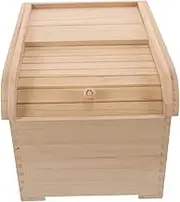 WEKADRIN Solid Wood Rice Box Storage Boxes with Lids Food Storage Container Rice Storage Bin Bins for Kitchen Food Containers with Lids Rice Container Storage Bins Rice Bucket Beige Wooden