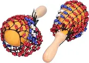 2Pcs Tambourine Sand Hammer Shakers, Bead Net Hand Percussion Musical Instrument, Ideal for Party Games, Concerts, Maple and ABS Material, 26cm/10.2inch Length